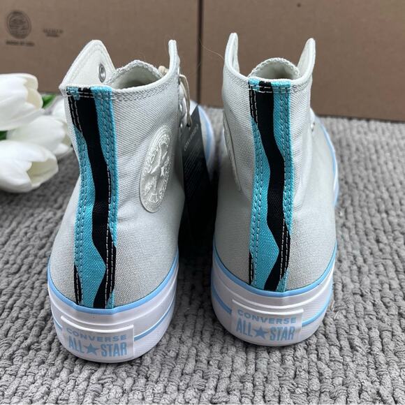 NEW Womens Size 8.5 Custom Converse High Top Platform Zebra Print Glitter Shoe - Picture 7 of 10